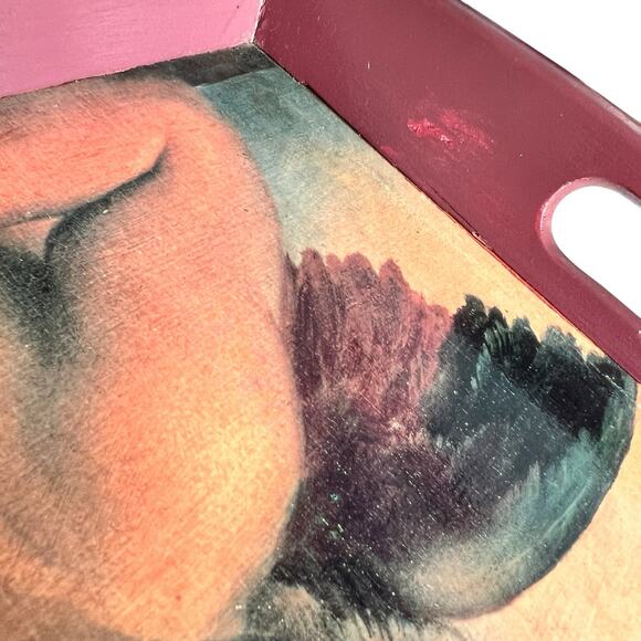 Solid Sturdy Bar Tray Angel Antique Style Raphael Sistine Cherubs Serveware READ - Picture 11 of 12